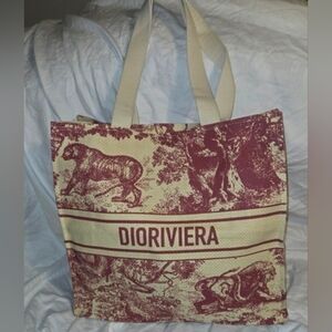 Luxury Artistic Red and Cream Tote Dior Promotional Item